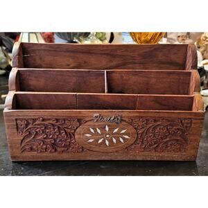 Hand Carved Wood Mail Box